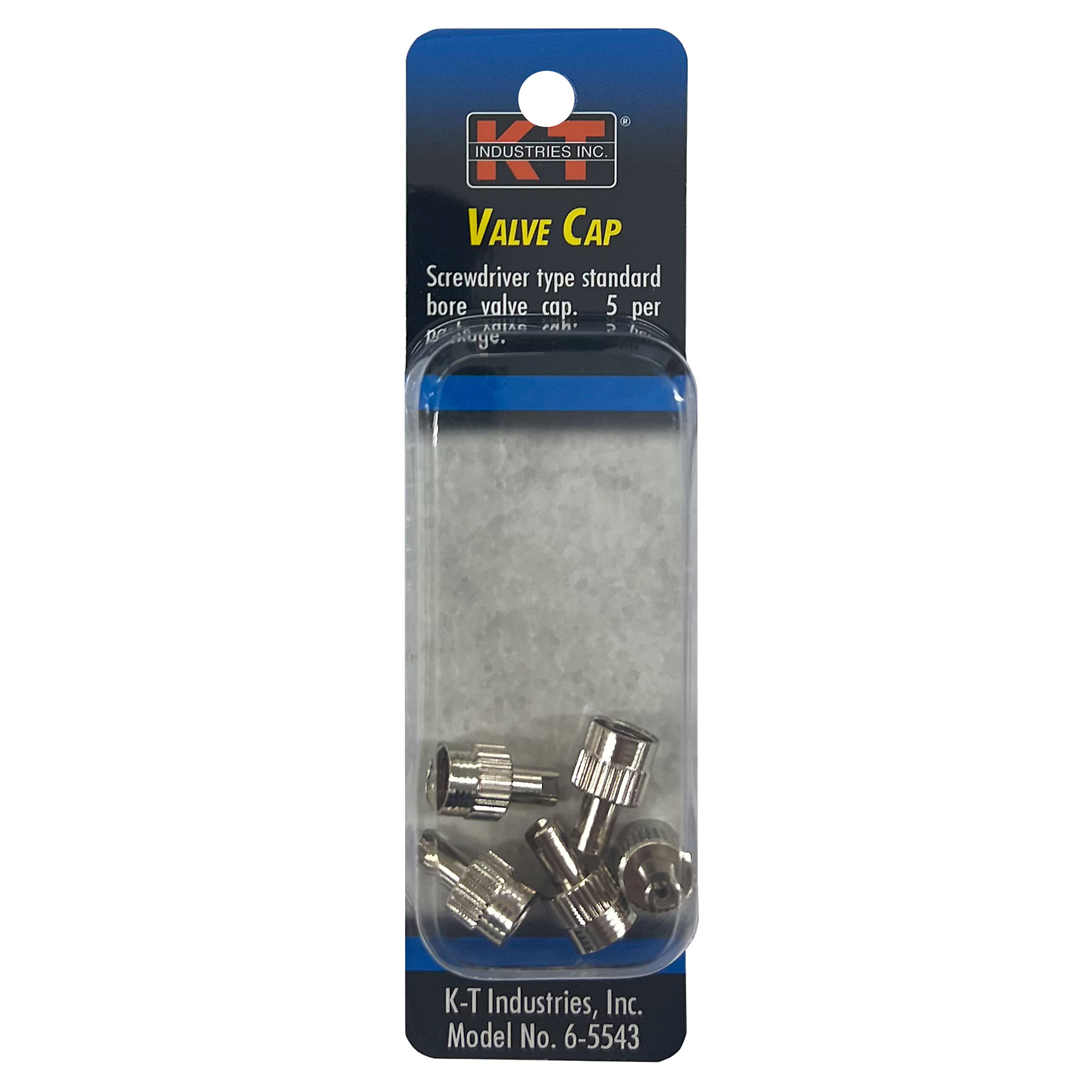 K-T Industries Valve Caps — Screwdriver Type, Standard Bore, 5 Pk, Model# 6-5543